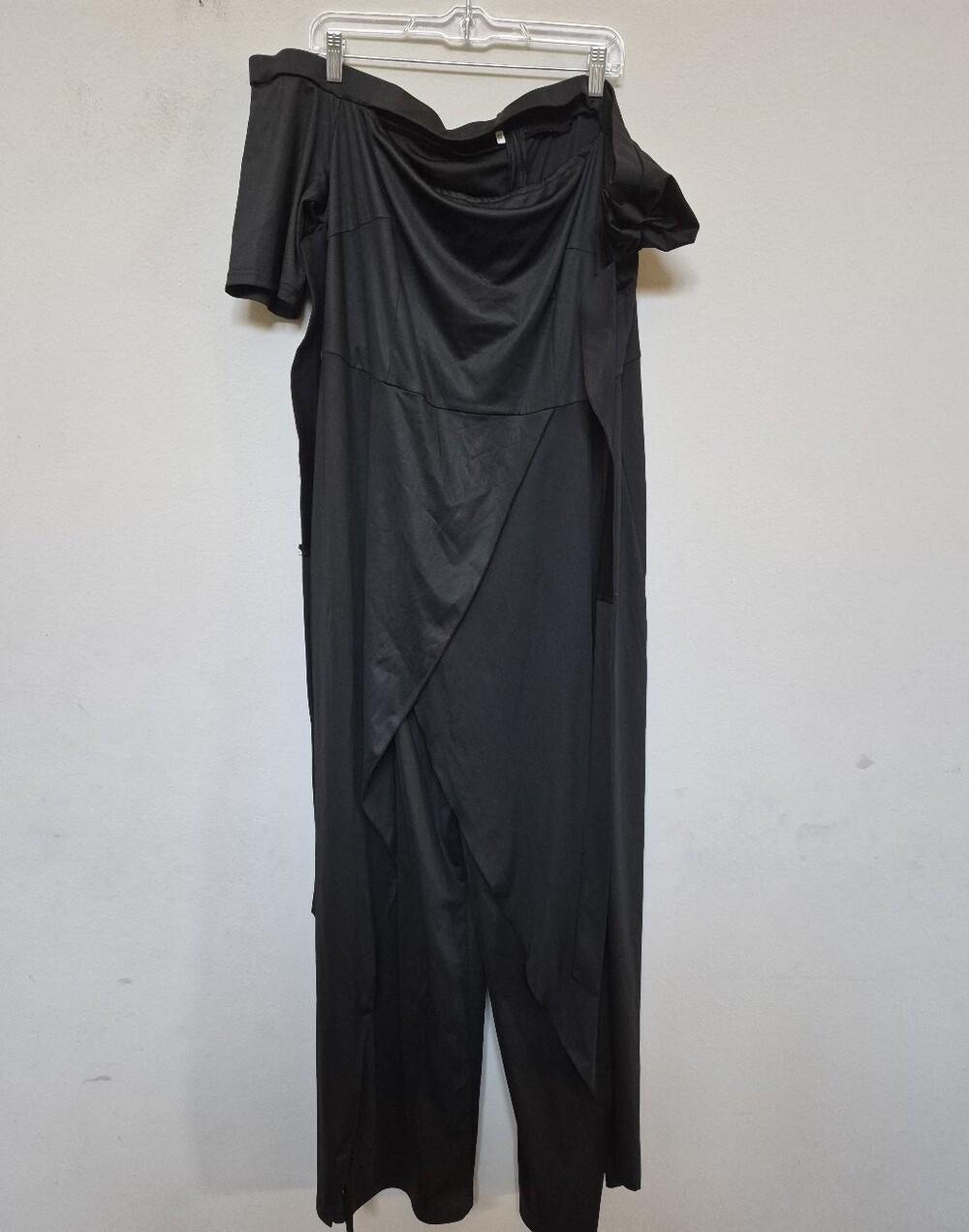 Women's Black Off-Shoulder Draped Jumpsuit Plus Size XXL